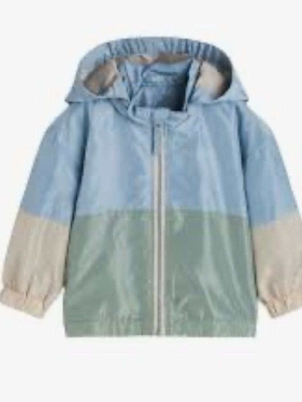 H&M Kids Colorblock Hooded Rain Jacket - Light Blue/Green/Cream